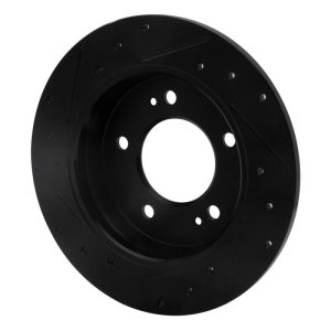 Hyundai Elantra Coupe Brake Rotor (1) - Rear Right - R1 Concepts - Drilled & Slotted - Black - `11-`25